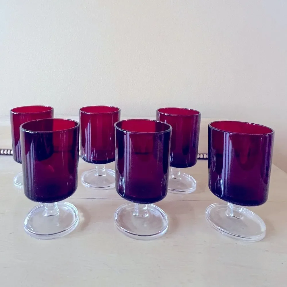 Set of 6 Luminarc Cavalier Ruby Red Cordial Glasses